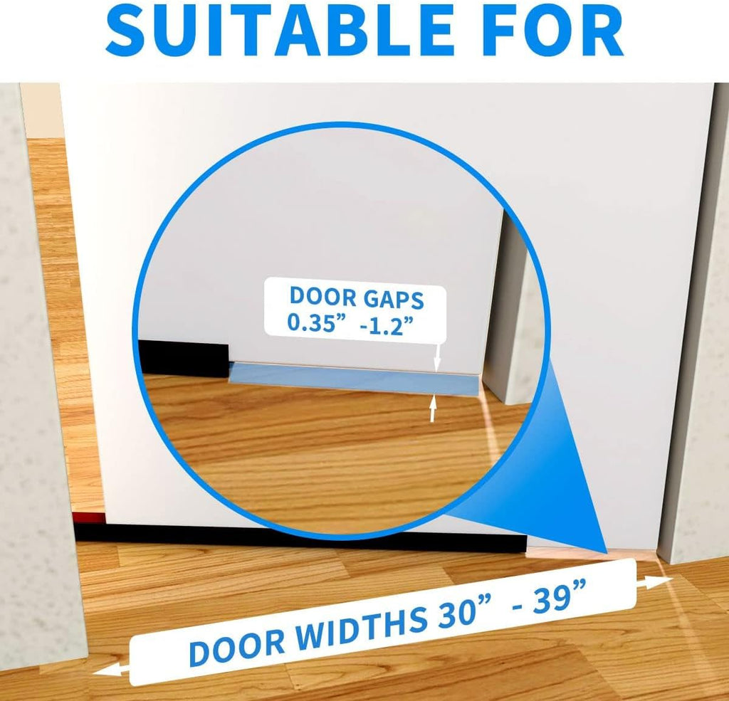 Door Draft Stopper, Strong Adhesive Door Sweep for Exterior and Interior Doors, 39” Length Cuttable