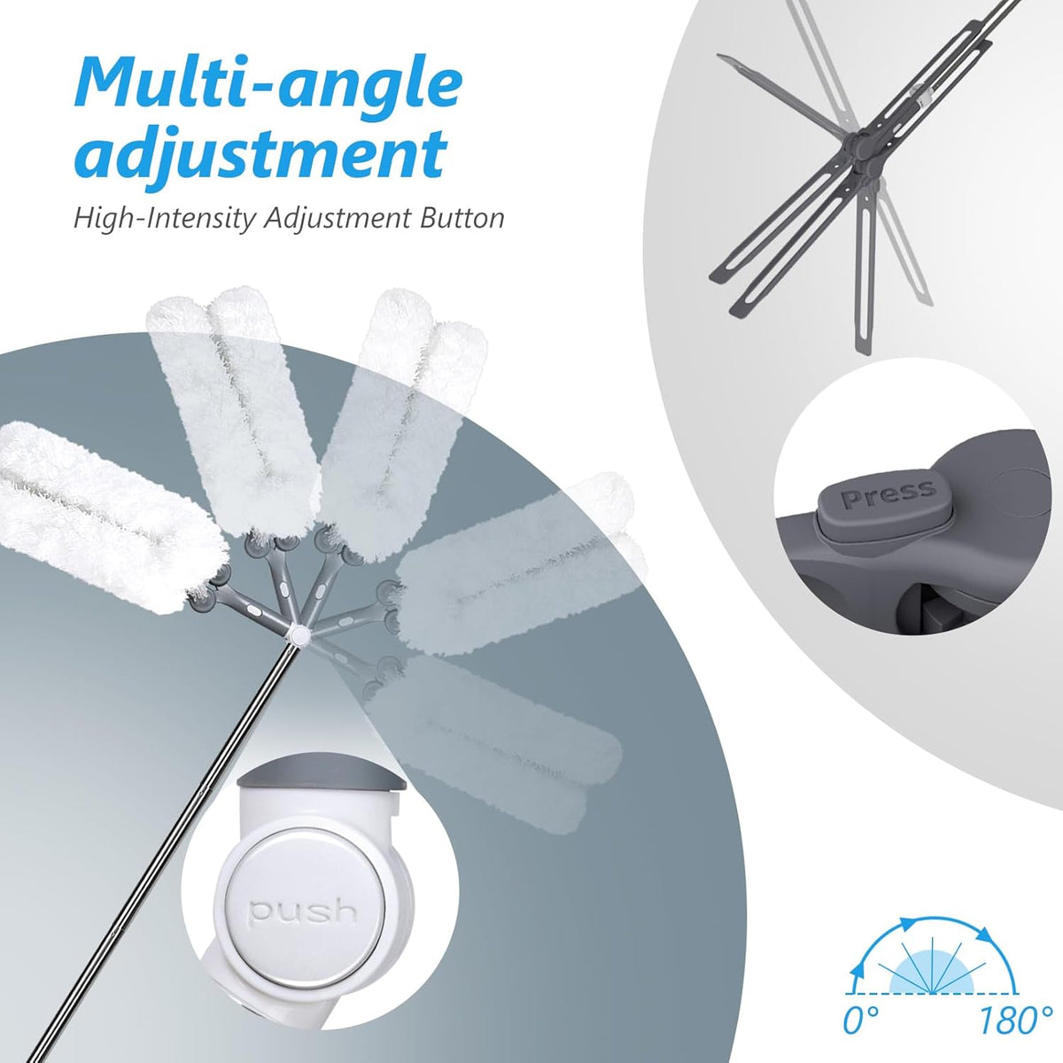 Masthome Microfiber Duster,Microfiber Feather Dusters with Adjustable Angle Head, Adjustable Cobweb