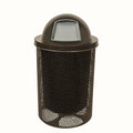 COATEDOUTDOORFURNITURE RDT-P-TXTBRW Heavy Duty Round Trash Receptacle with Dome Top, Liner
