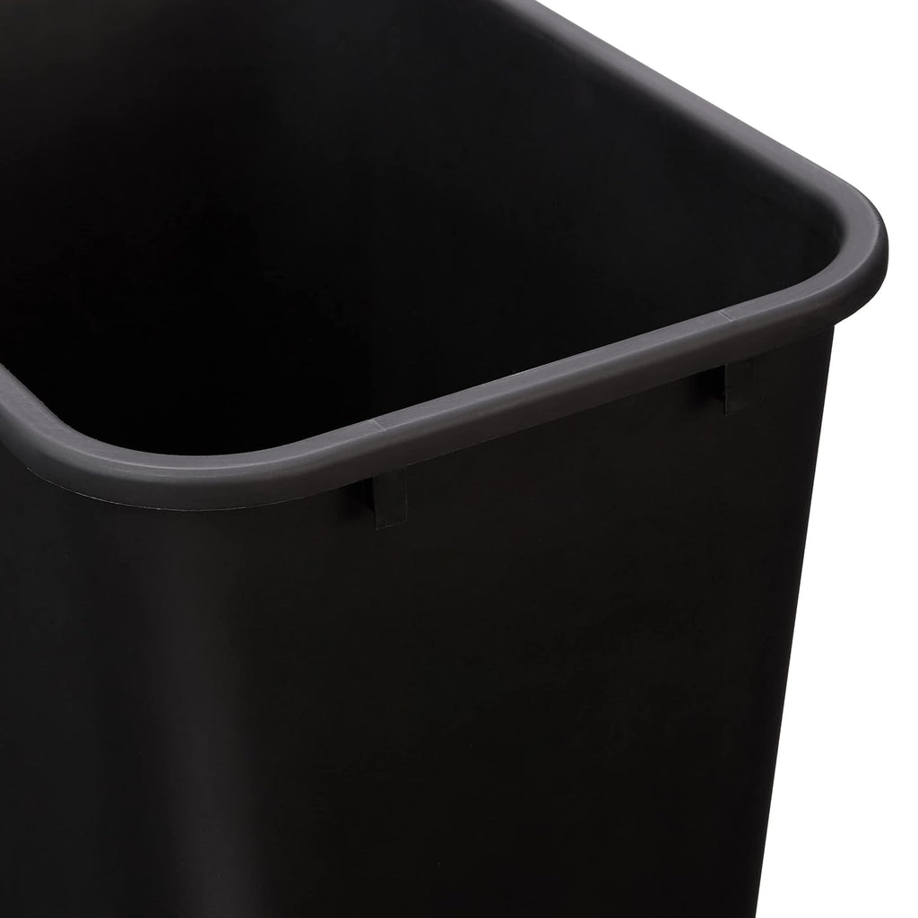 Amazon Basics Trash Can, Rectangular Commercial Office Wastebasket, 10 Gallon (Pack Of 2), Black