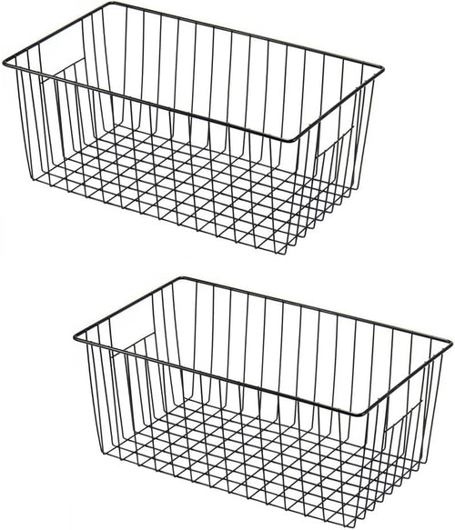 16" L x 12" W Wider Freezer Storage Organizer Baskets Container, Deep Metal Wire Chest Upright