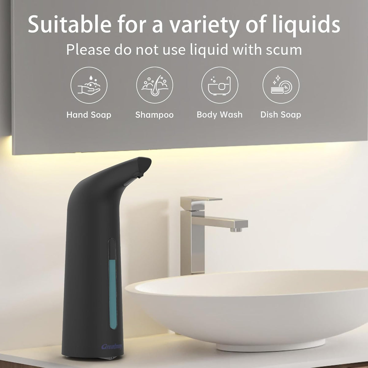 Convenient Automatic Soap Dispenser,4 Adjustable Levels Touchless Hand Sanitizer Pump with Infrared