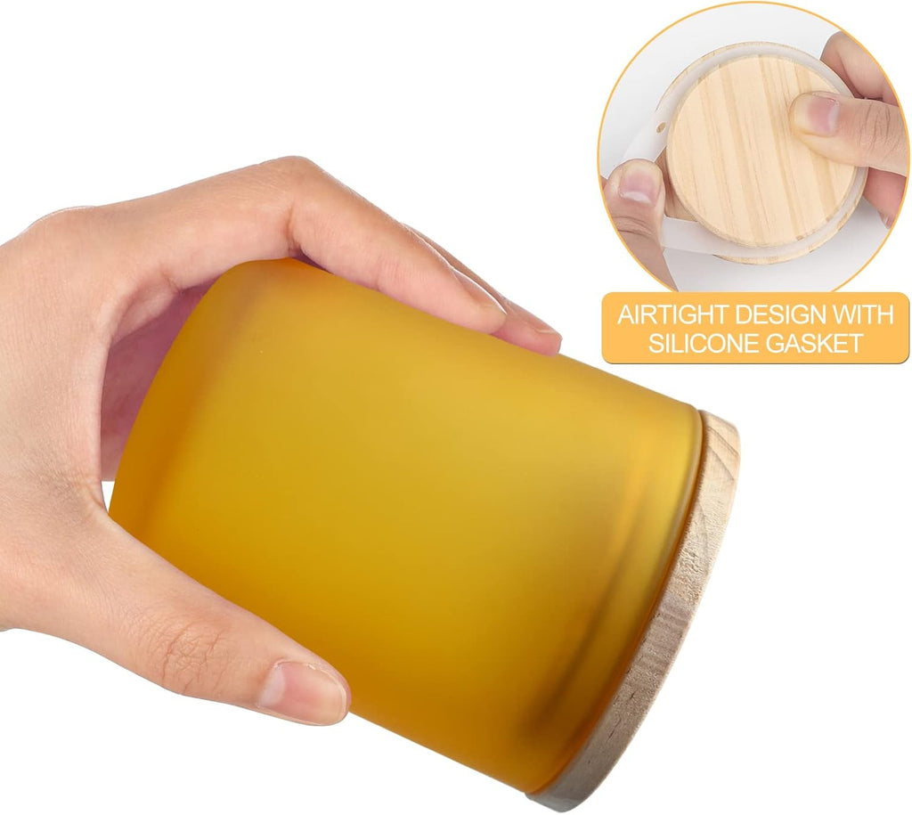 Thick Candle Jars for Making Candles 12 Pcs, 7 OZ Empty Jars with Wood Lids for Candle Making