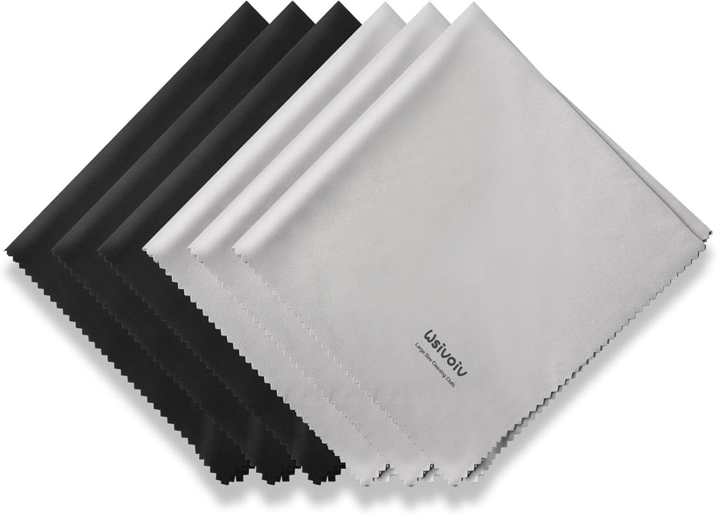 6PCS Large Eyeglass Cleaning Cloths, 12 x12 inches Glasses Cleaner, Individually Wrapped, Premium