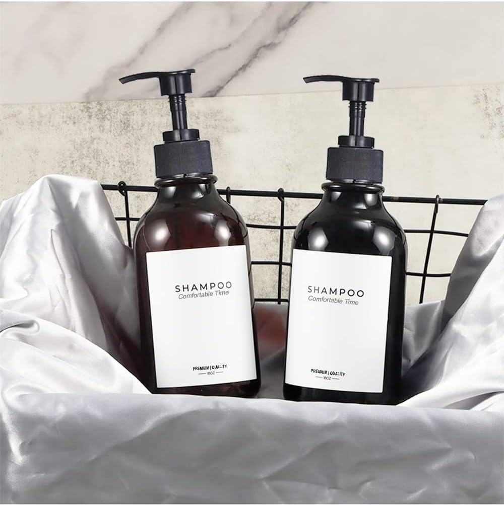 3 Pack of Shampoo and Conditioner Bottles - Apothecary Dispenser Bottle for Bathroom and Kitchen