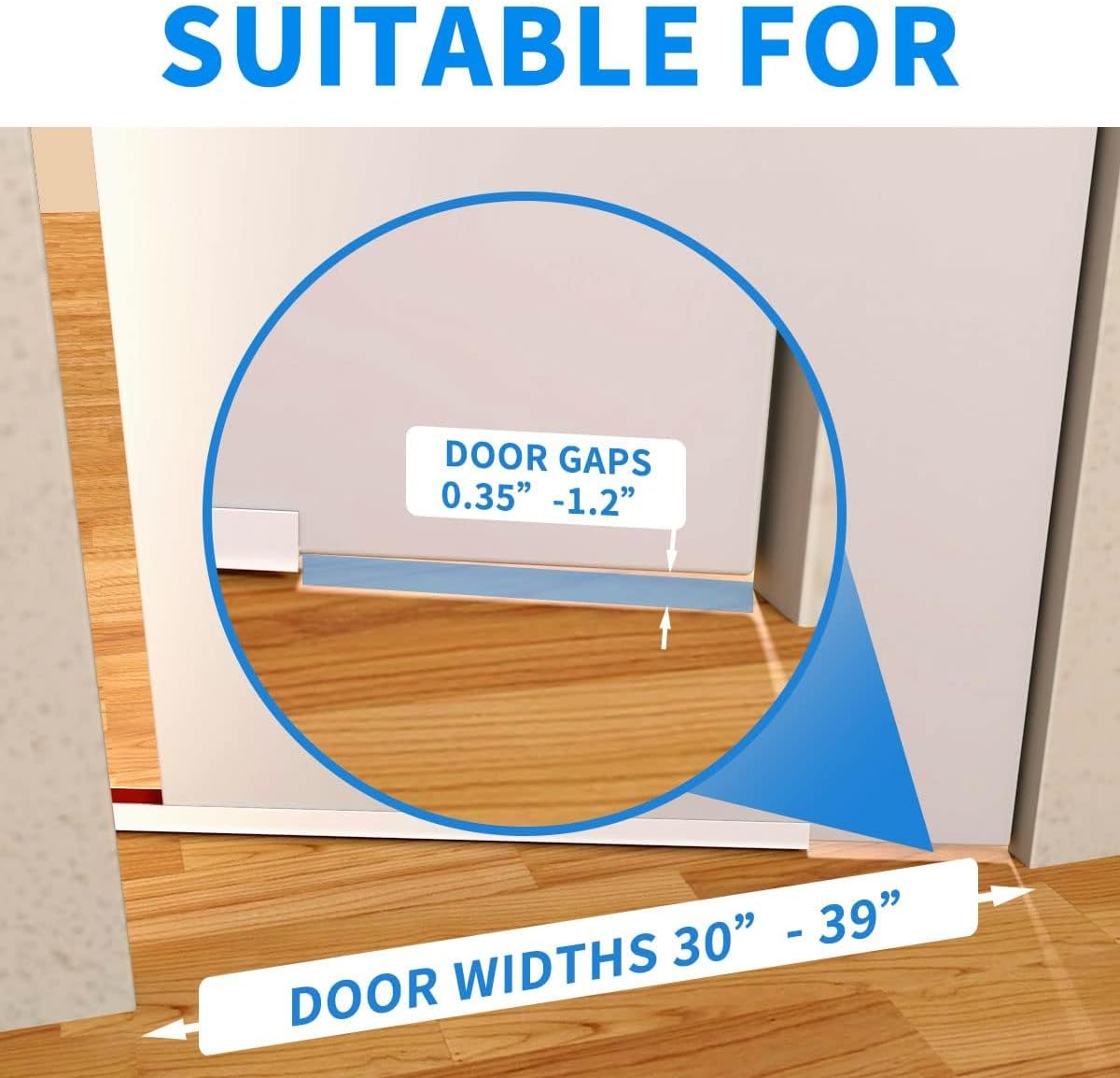 Door Draft Stopper, Strong Adhesive Door Sweep for Exterior and Interior Doors, 39” Length Cuttable