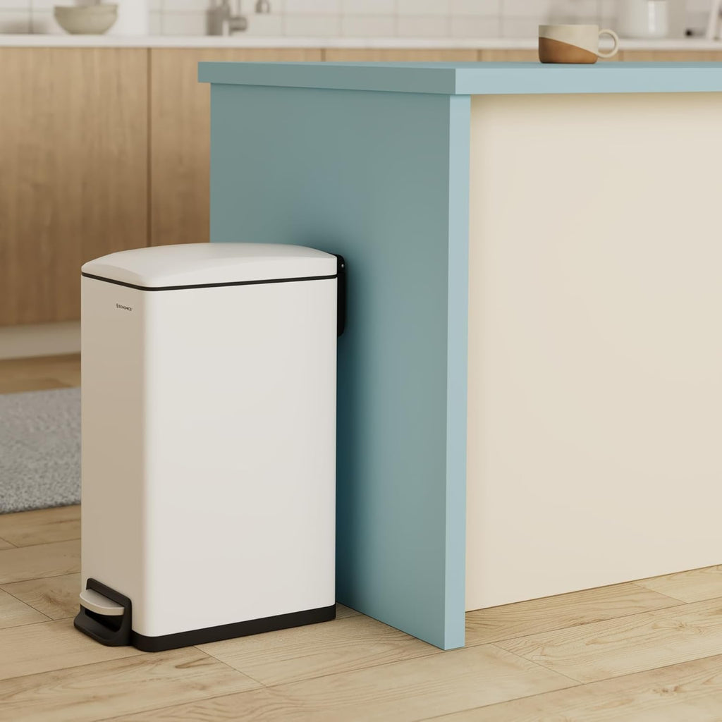 SONGMICS Slim Trash Can, 13-Gallon (50 L) Garbage Can for Narrow Spaces with Soft-Close Lid, Inner