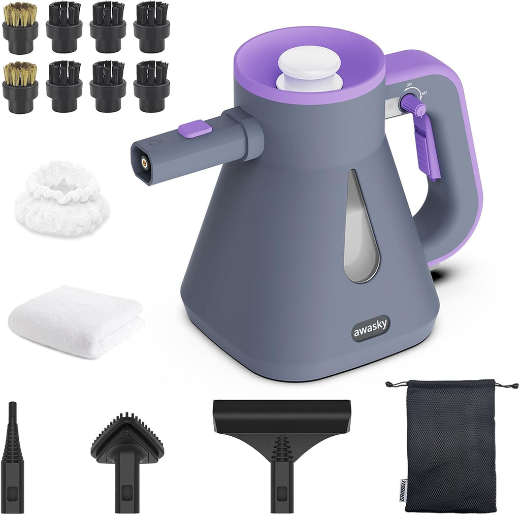 Steam Cleaner Handheld: Fast 10-Sec Heat-Up-750mL (25oz) Tank-No Cooling-Refill Anytime-Lockable