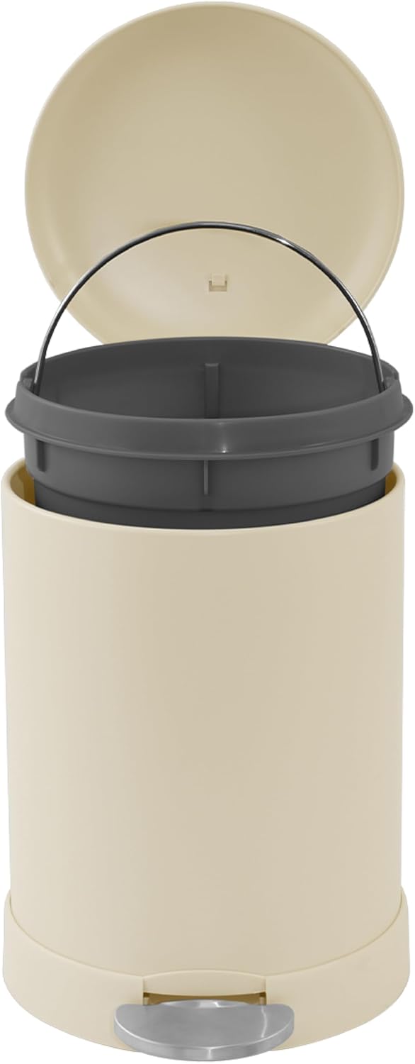 Glad Small Trash Can, 1.2 Gallon | Round Stainless Steel Garbage Bin with Soft Close Lid & Step