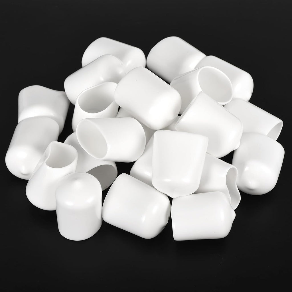 uxcell 20pcs Rubber End Caps 20mm ID Vinyl Round End Cap Cover Screw Thread Protectors White