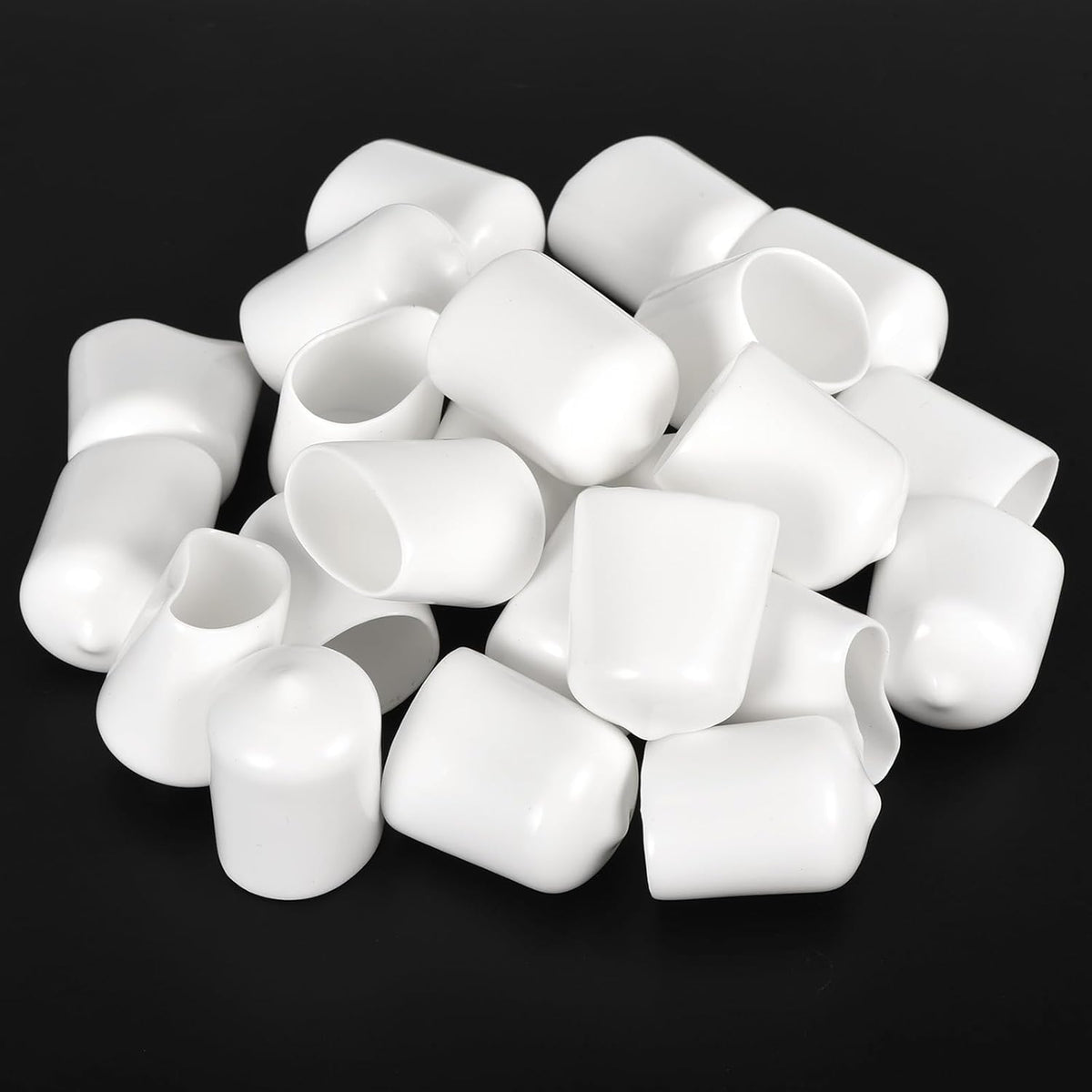 uxcell 20pcs Rubber End Caps 20mm ID Vinyl Round End Cap Cover Screw Thread Protectors White