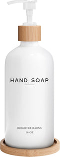 White Glass Hand Soap Dispenser Bathroom Set by Brighter Barns - Liquid Hand Soap Dispenser for