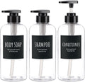 Segbeauty 3pcs Refillable Shower Bottles, 500ml Each - Large Plastic Dispensers with Pump for