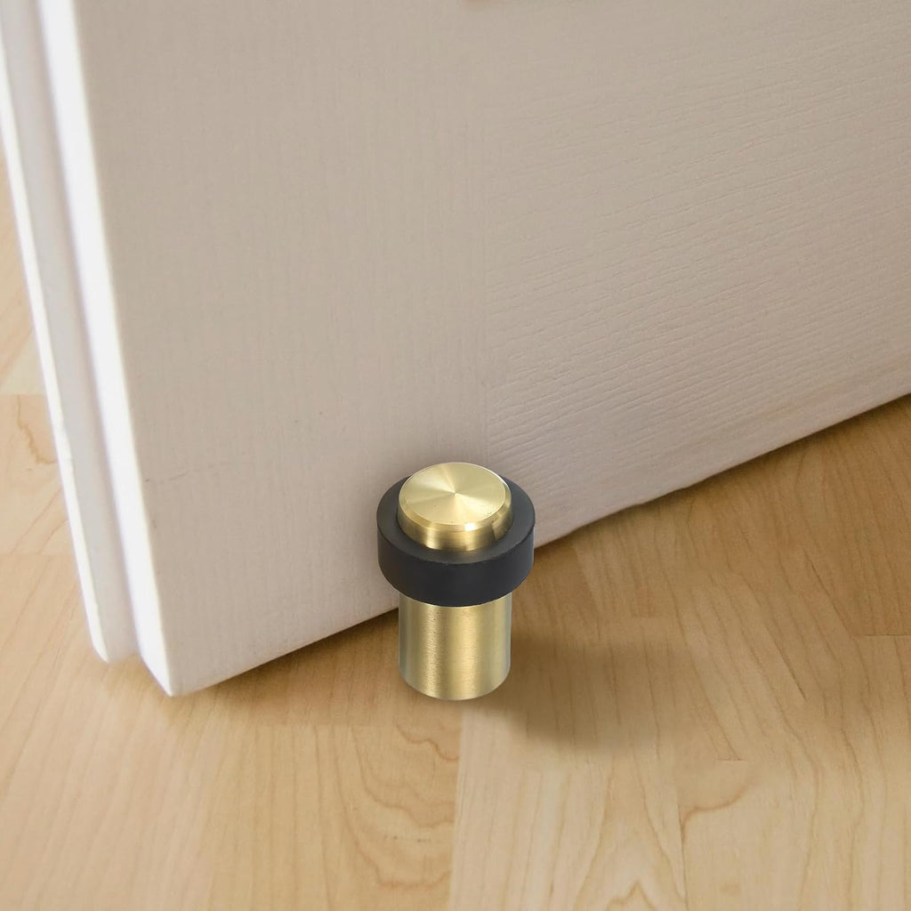 PATIKIL 3Set Round Door Stoppers, 60mm Stainless Steel Door Stop Doorstop Wedge Metal Cylinder Self
