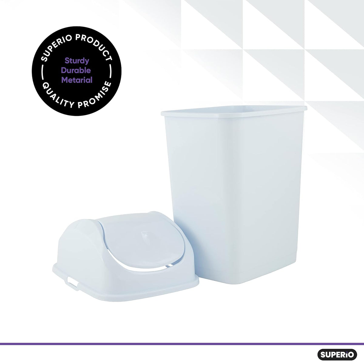 Superio Medium Trash Can with Lid 4.5 Gallon Plastic Swing Top Garbage Can Slim Waste Bin for Under