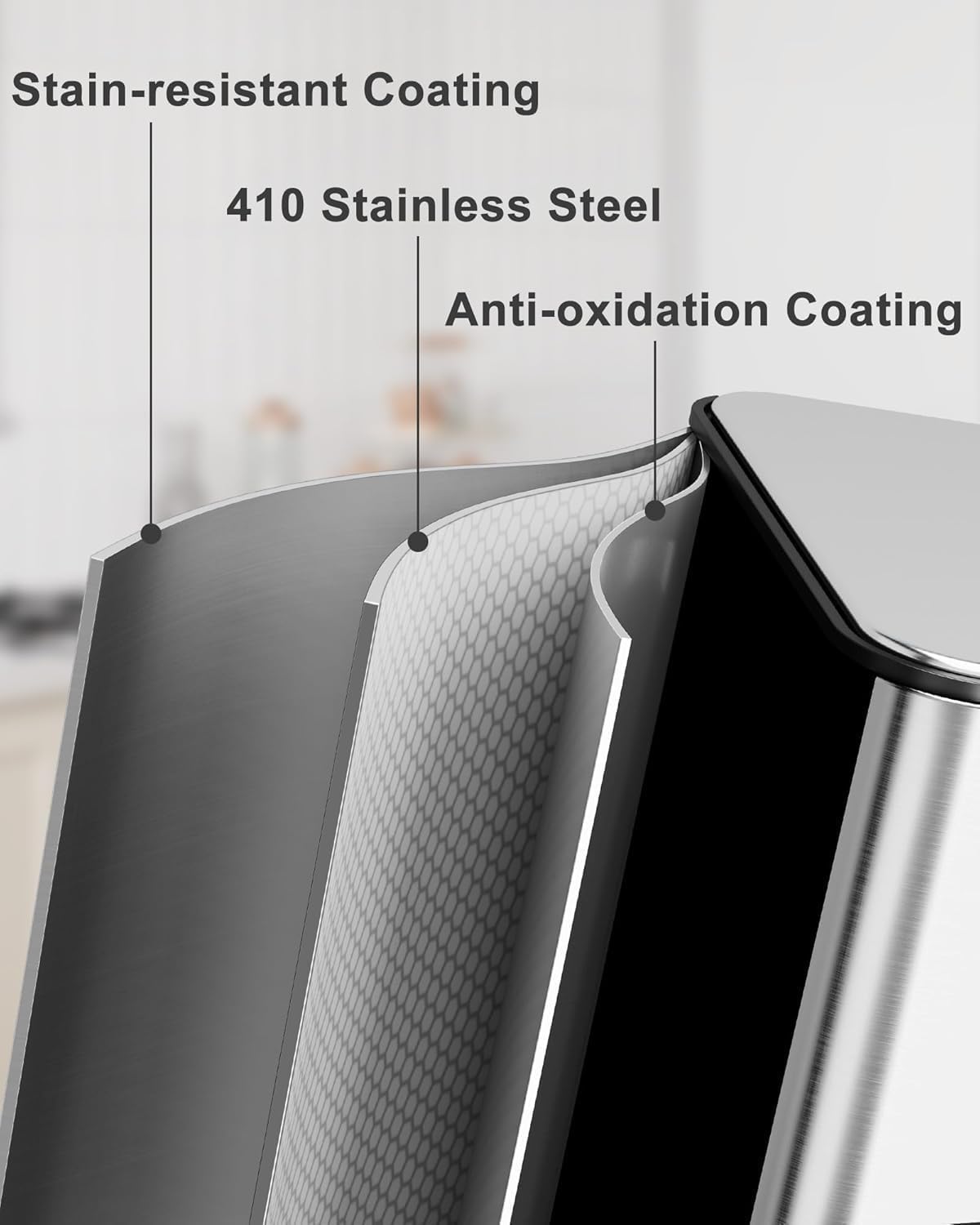 90L/3 x 7.9 Gal Trash Can,Three-Compartment Pedal Stainless Steel Kitchen Recycling Trash Can with