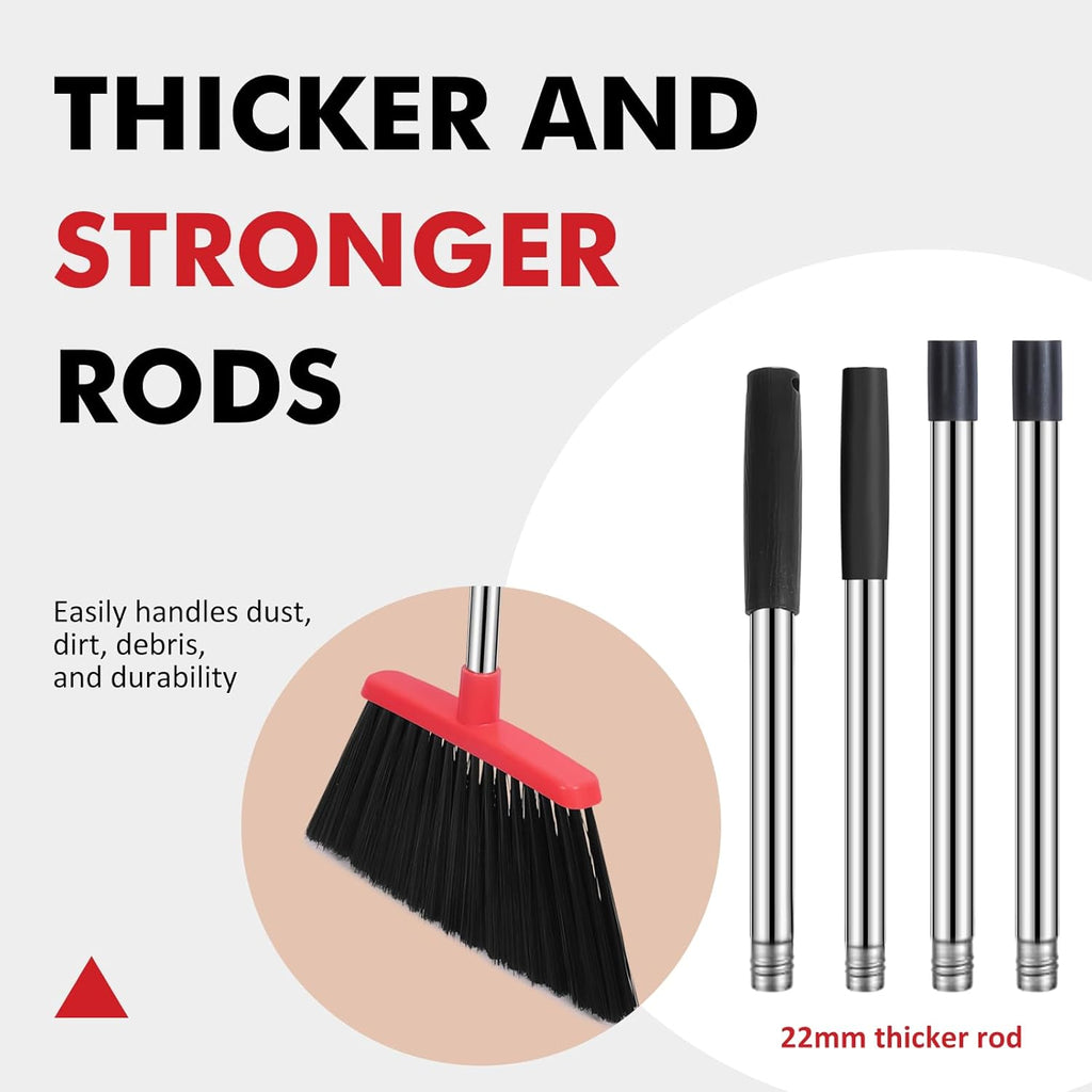 Heavy Duty Broom, 55 Inch Long Handle Outdoor Large Angle Brooms, Commercial Broom for Sweeping