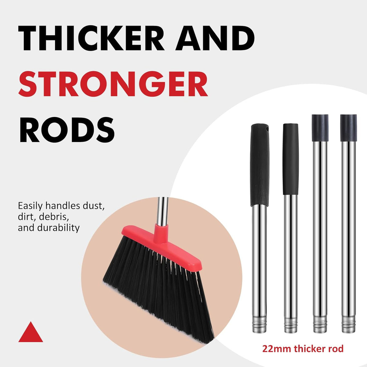 Heavy Duty Broom, 55 Inch Long Handle Outdoor Large Angle Brooms, Commercial Broom for Sweeping