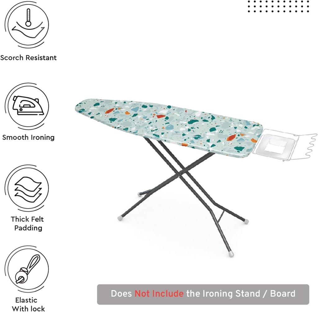 Encasa XO Ironing Board Cover and Pad - Thick 4mm Felt, Heat & Scorch-Resistant, Fits Medium Boards