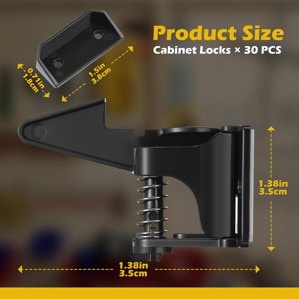 Tuanse 30 Pcs Cabinet Locks Invisible Safety Drawer Latches with Screws Self Adhesive Cabinet