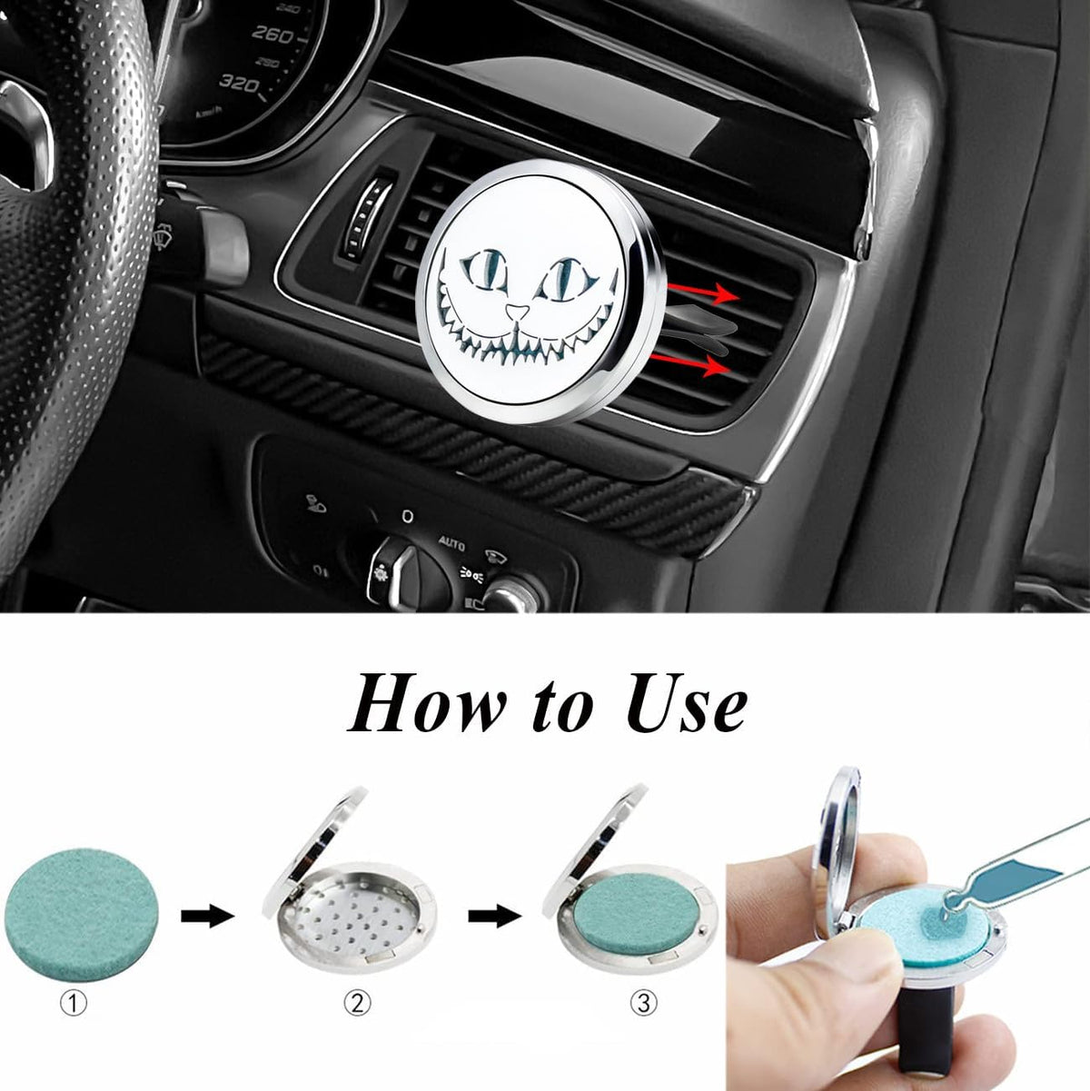 Essential Oil Car Diffuser Vent Clip Diffuser Christmas Car Accessories for Women Air Freshener(Cat