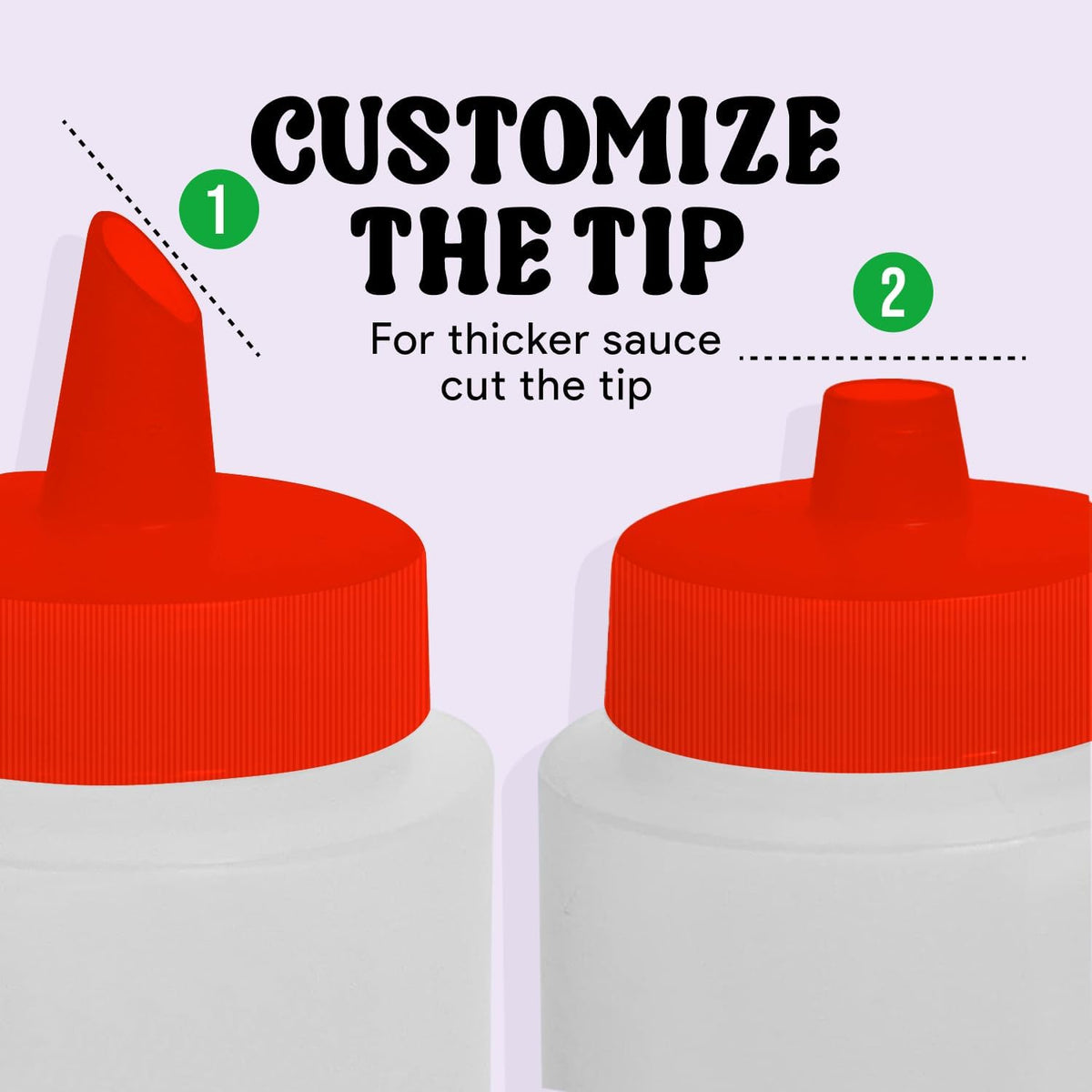 Norcalway 12 oz Condiment Squeeze Bottles for Sauces - Leak Proof Oil, Syrup, Dressing Squirt