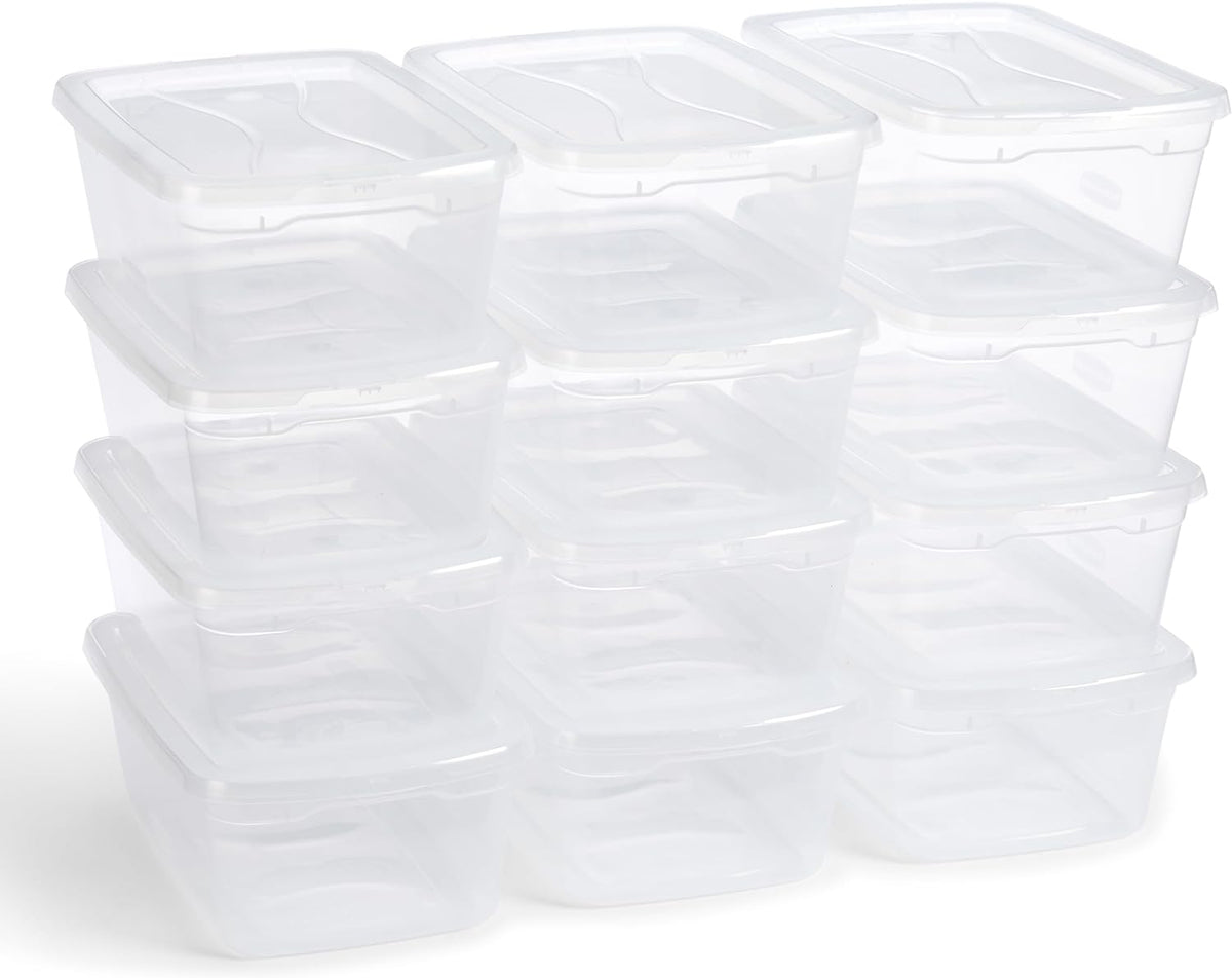 Rubbermaid Cleverstore 6 Qt Clear Storage Bins with Lids, 12-Pack, Stackable, BPA-Free, Made in USA