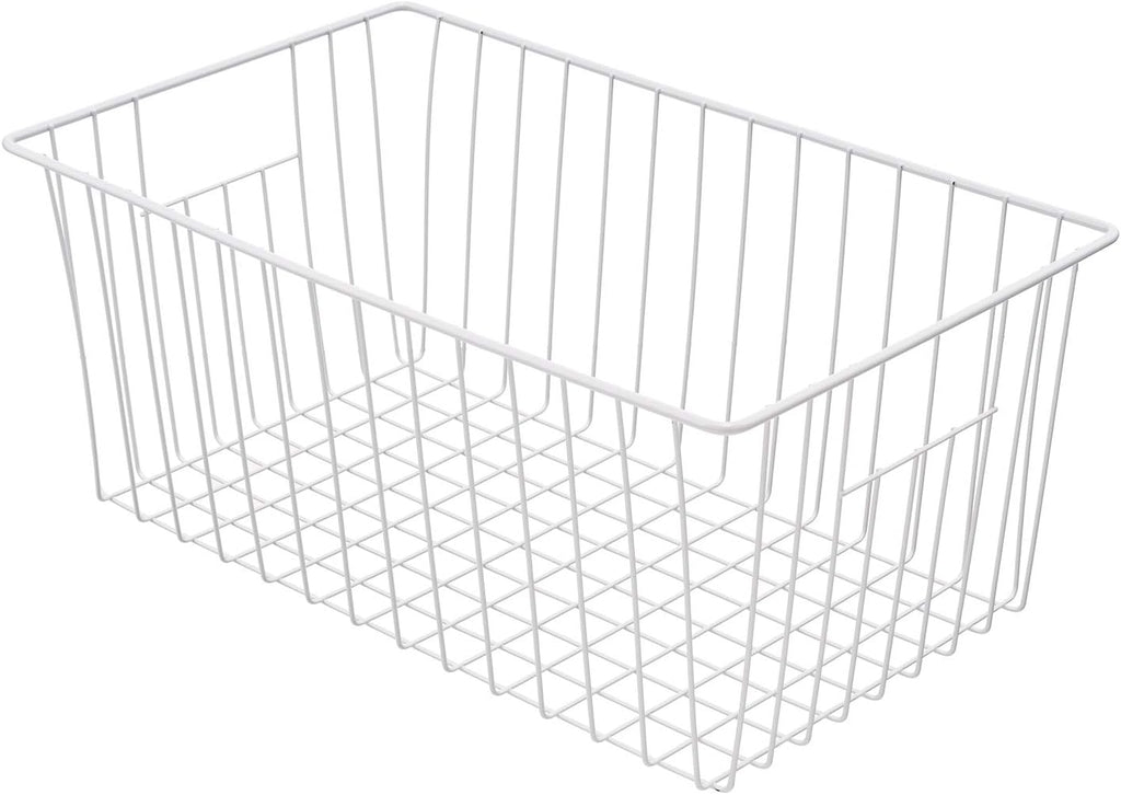 16inch Freezer Storage Organizer Baskets, Household Wire Refrigerator Bins with Built-in Handles