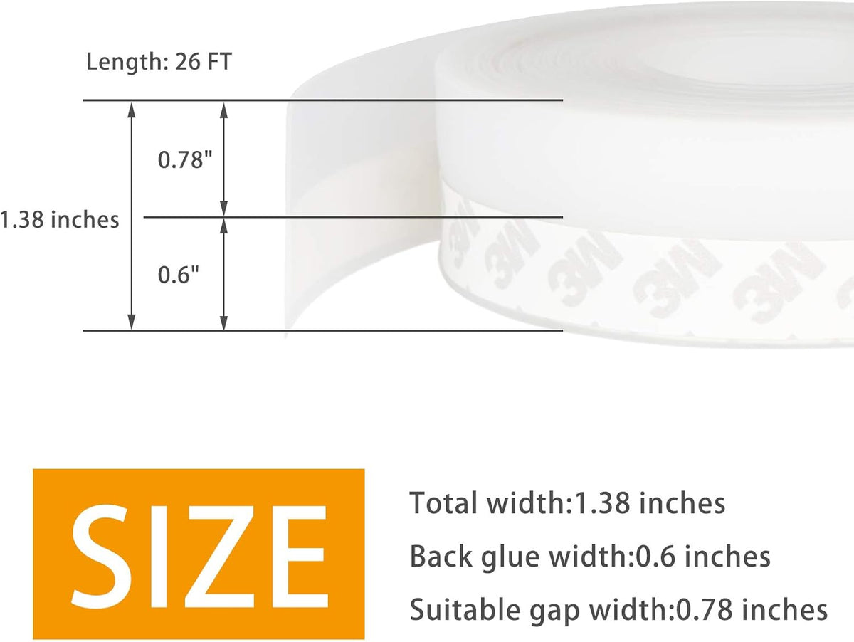 Door Weather Stripping Doors Seal Strip, 26 FT Silicone Sealing Tape for Door Draft Stopper