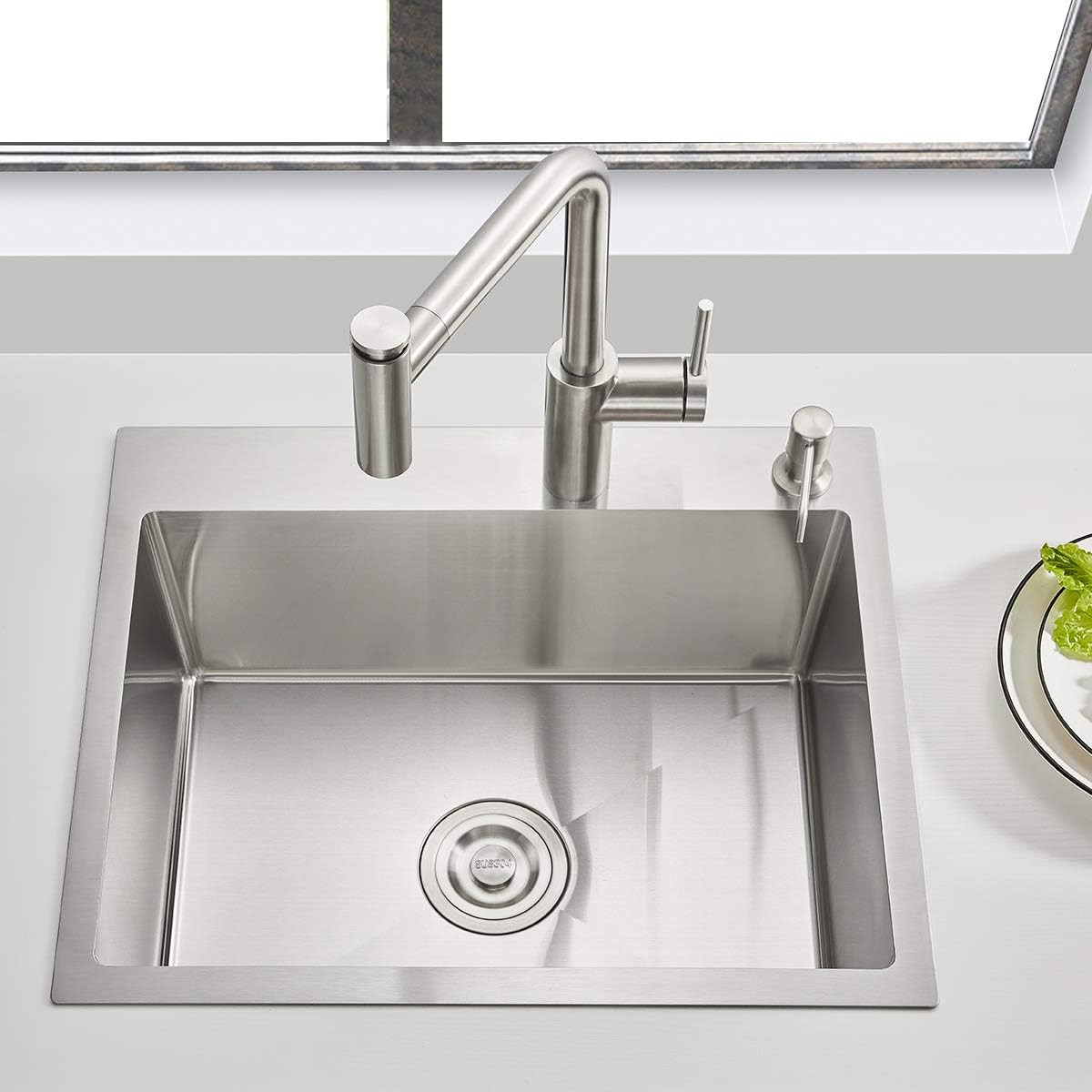 23x18 Inch Kitchen Sink, Handmade 304 Stainless Steel Sink, 9" Deep Single Bowl with Brushed