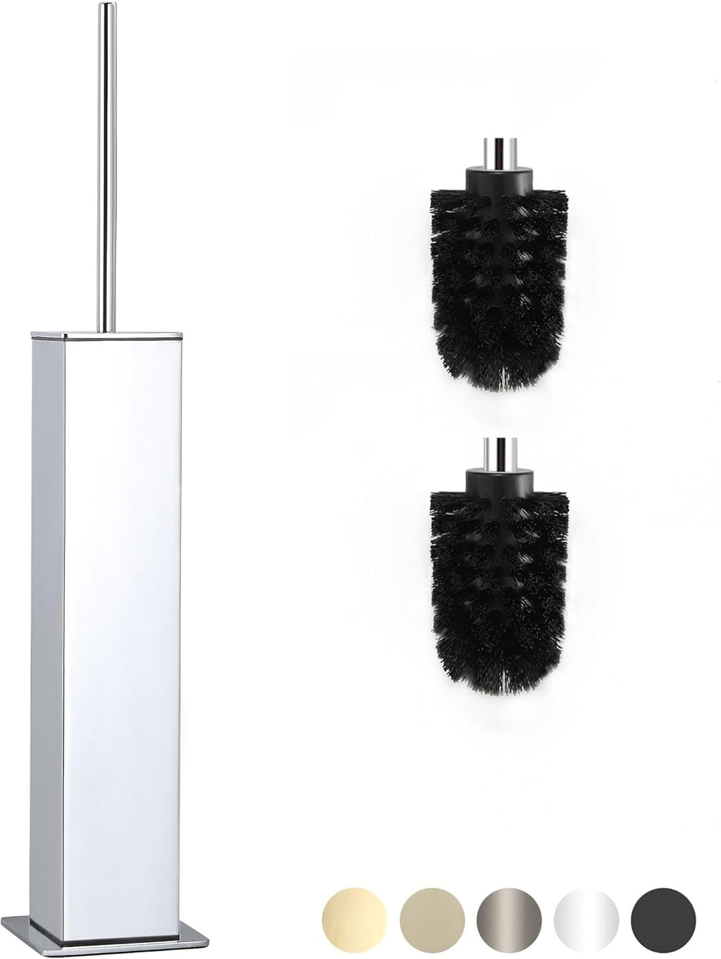 BVL Toilet Brush and Holder Set Chrome Stainless Steel 304 Square Freestanding Toilet Brush for