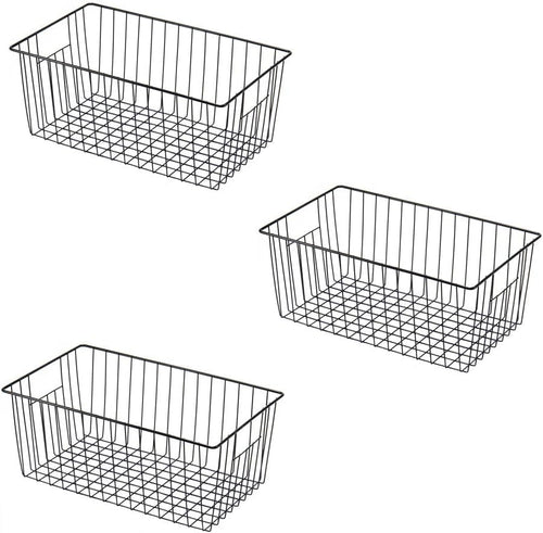 16" L x 12" W Wider Freezer Storage Organizer Baskets Container, Metal Wire Chest Upright