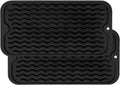 ZLR 2 Pcs Silicone Dish Drying Mats for Kitchen Counter, Eco-Friendly Fast Dry Dish Mat, Easy Clean
