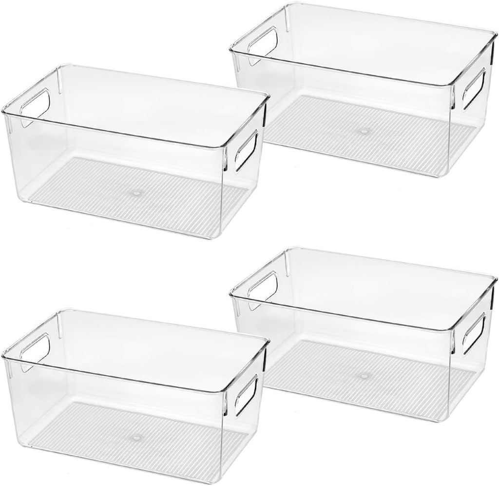 Clear Plastic Storage Bins, Pantry Organizers and Storage Containers Fridge Organizer Bins for