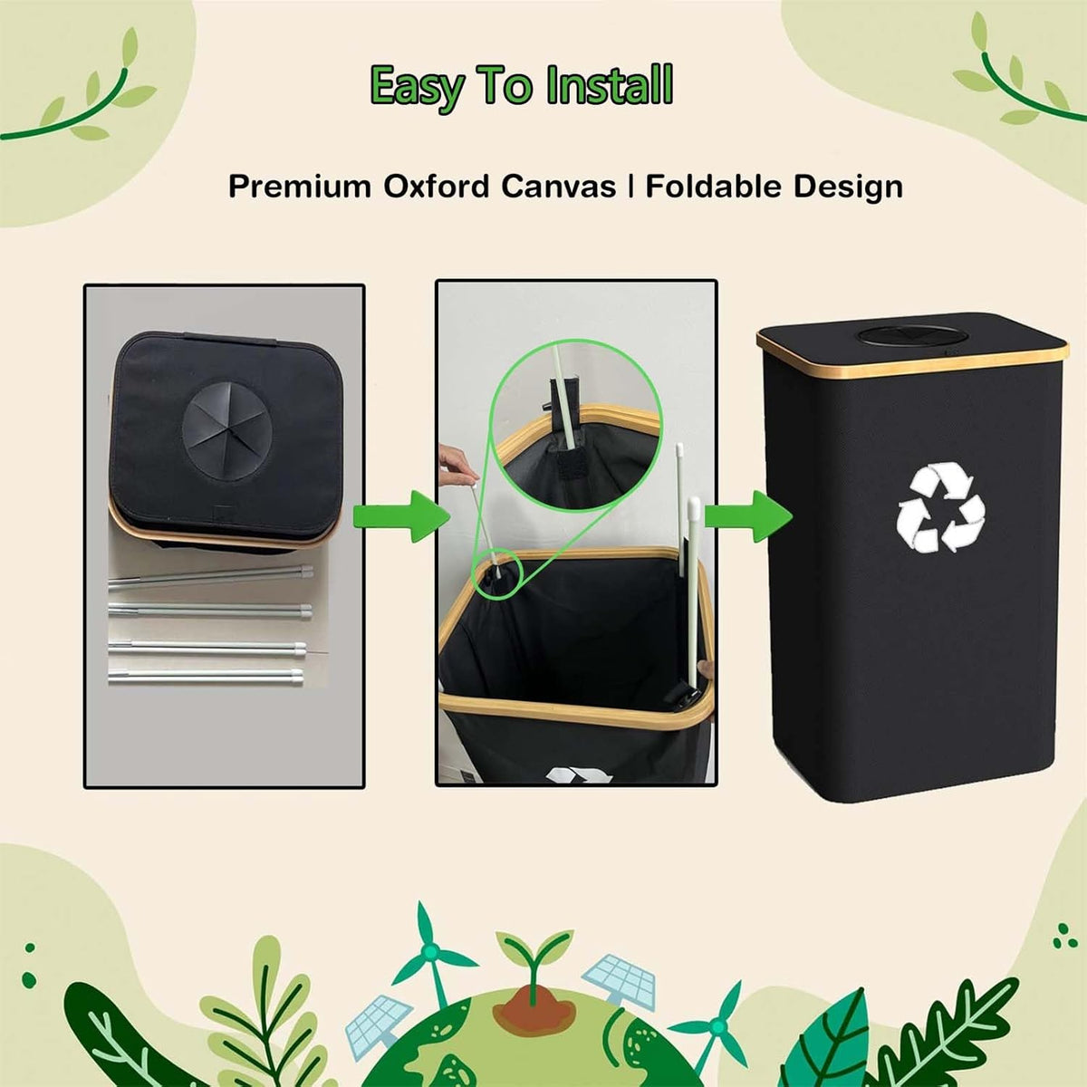Recycling Bin for Kitchen Indoor Home, Large 100L/ 27 Gallon Recycle Bin with Lid Removeable