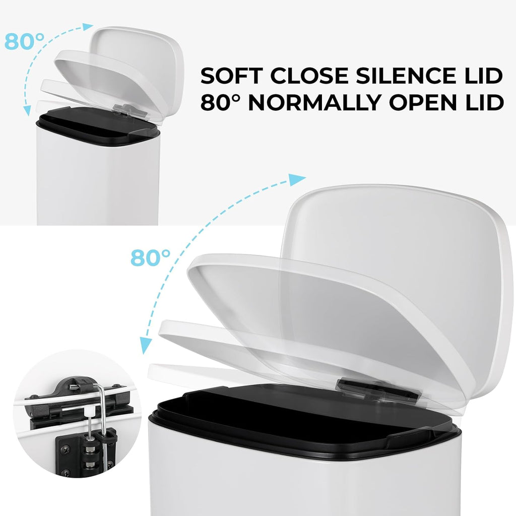 13.2 Gal Kitchen Trash Can, 50L Recycling or Garbage Bin, Brushed Stainless Steel Waste Basket