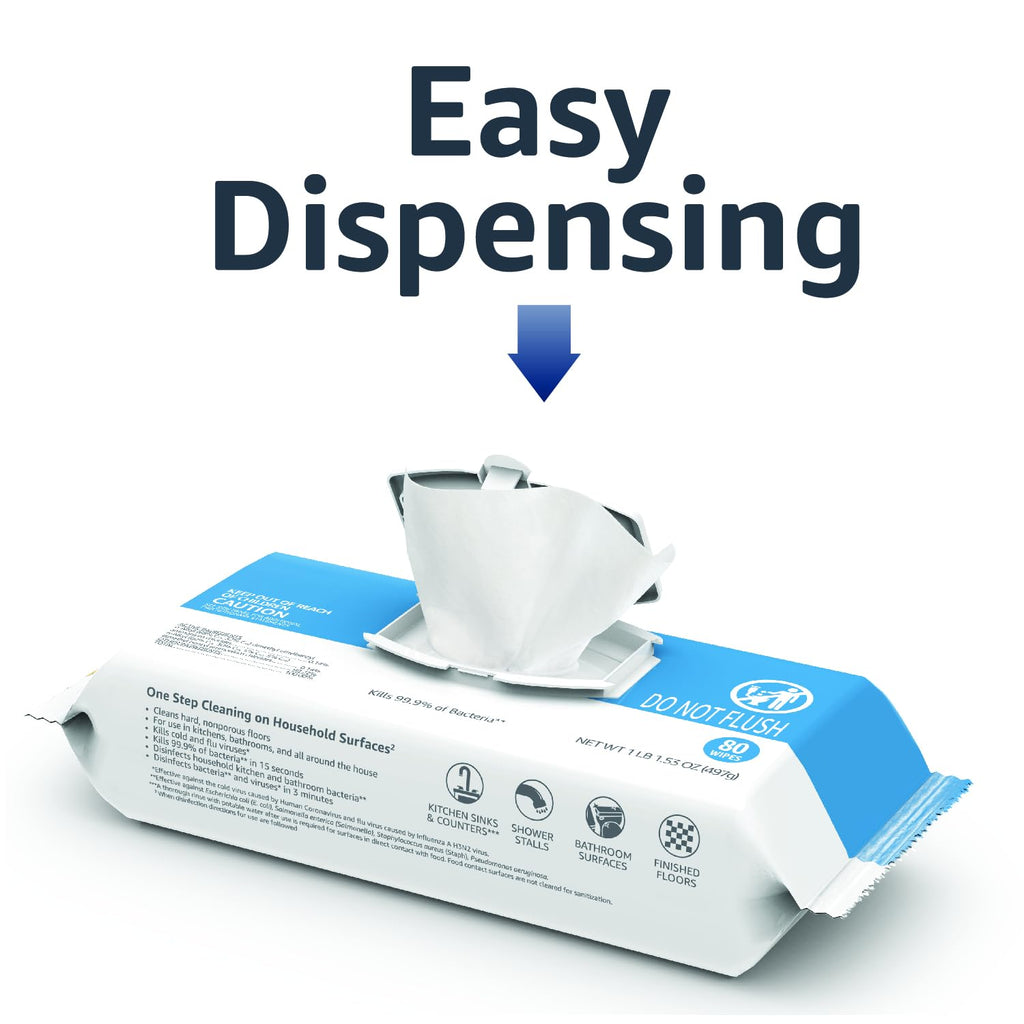 Amazon Basics Disinfecting Wipes, Lemon & Fresh Air Scent, Multi-Surface