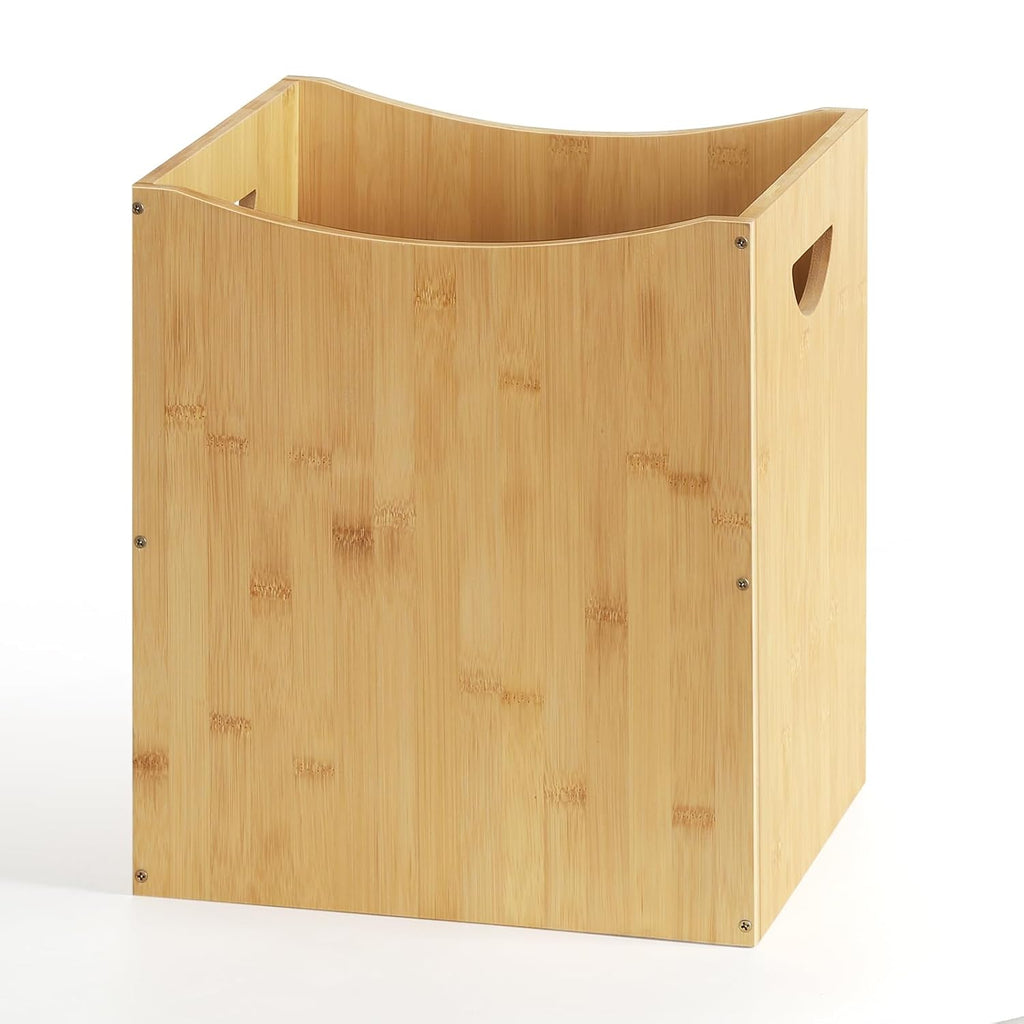MOOACE Small Wastebaskets, 5 Gallon Trash Can with Handles, Rectangular Waste Baskets Bamboo
