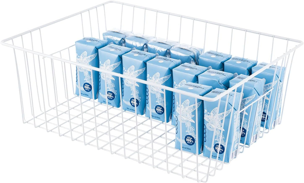 16" L x 12" W Wider Freezer Storage Organizer Baskets Container, Deep Metal Wire Chest Upright