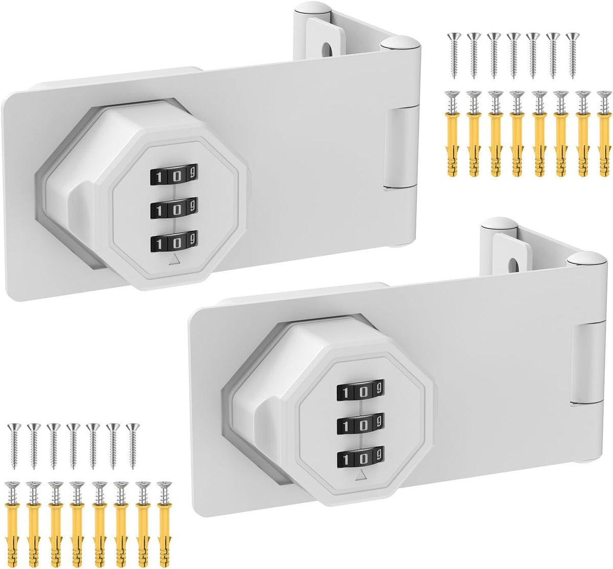 90 Degree 3-Digit Combination Cabinet Lock, Zinc Alloy Keyless Folding Hasp Lock Latch, Password