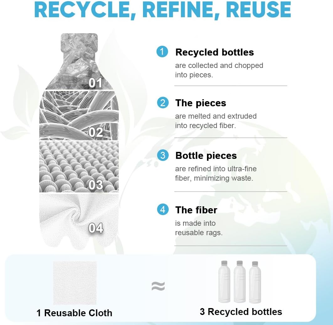 AIDEA Microfiber Cleaning Cloth Roll, Shop Towels 165 Sheets(3 Roll), Tear Away Reusable Paper