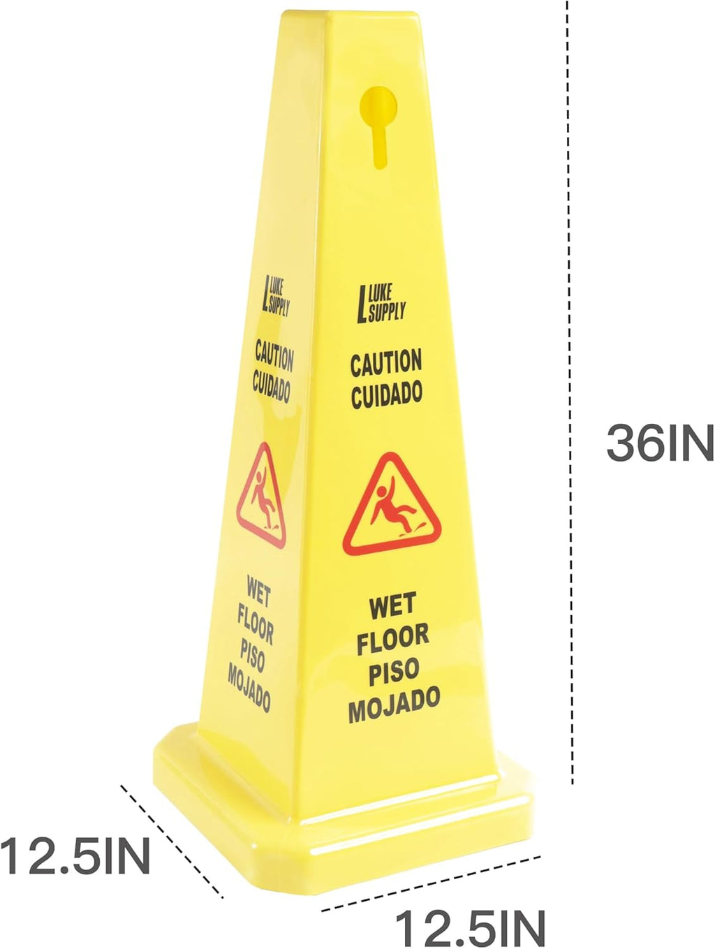MATTHEW CLEANING 3 Packs 36” Caution Wet Floor Safety Cones for Indoors and Outdoors,Bright Yellow