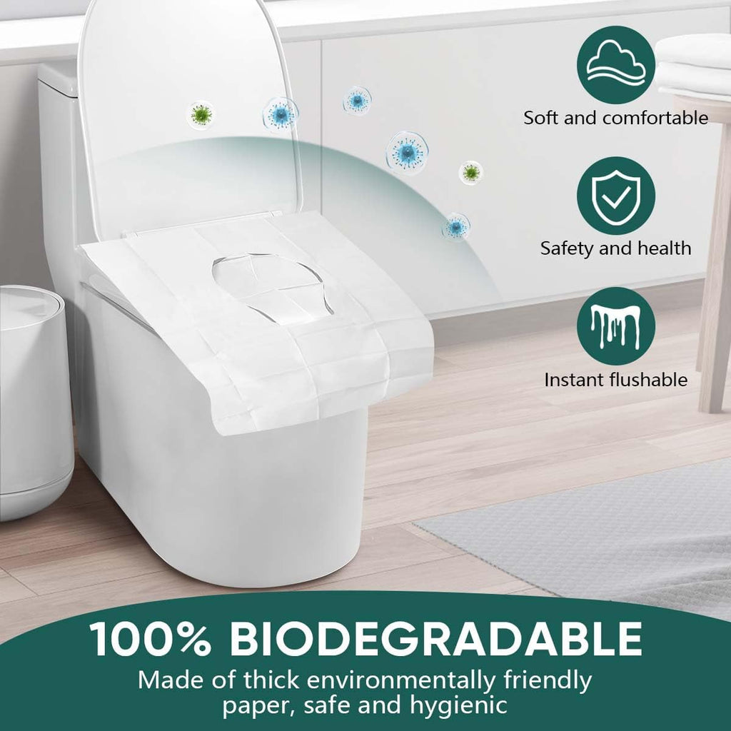 120 Pcs Disposable Flushable Paper Toilet Seat Covers Travel Supplies Essentials for Airplane