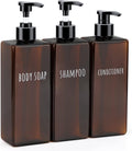 Segbeauty 16.9oz Lotion Dispenser, 3pcs Refillable Square Shampoo Bottles with Pump, 500ml Empty