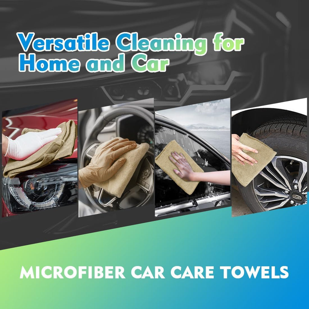 HOMEXCEL Brown Microfiber Cleaning Cloth 12 Pack, 12.5 x 12.5 inch Microfiber Towels for Cars