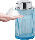 Purple Foaming Soap Dispenser, 12 Oz Glass Foaming Hand Soap Dispenser with Silver Pump, Bathroom