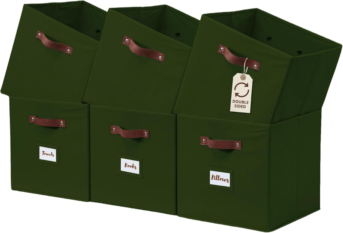 DECOMOMO Storage Cubes, 13x13x13 Storage Cube Bins with Labels, Fabric Organizer Bins (13" / 6pcs