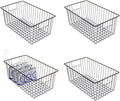 16inch Freezer Wire Storage Organizer Baskets, Household Refrigerator Bin with Built-in Handles for