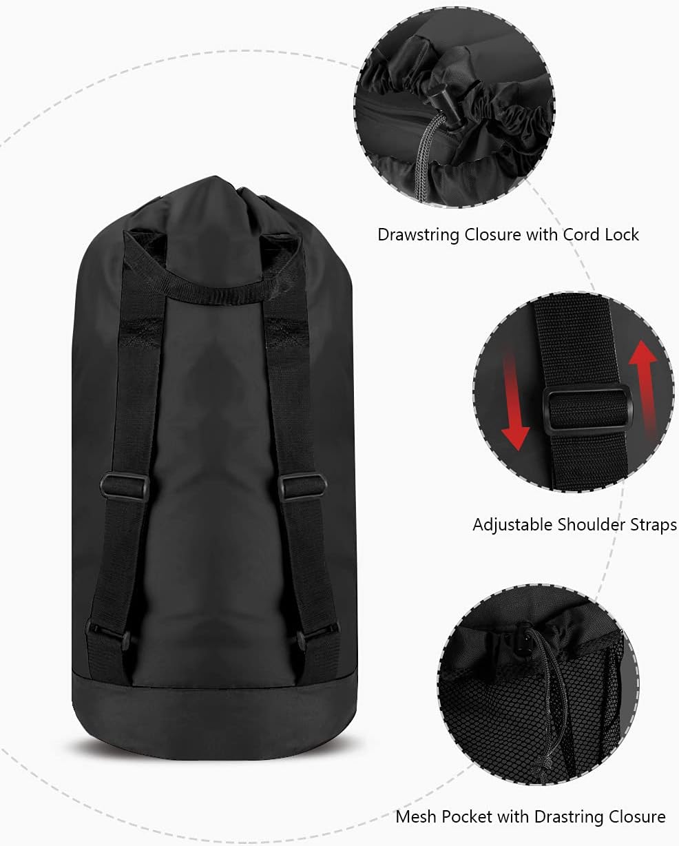 Dalykate Backpack Laundry Bag, Laundry Backpack with Shoulder Straps and Mesh Pocket Nylon Clothes