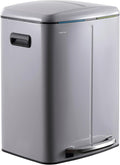 happimess HPM1005I Marco Rectangular 10.6-Gallon Double Bucket Trash Can with Soft-Close Lid, Fog